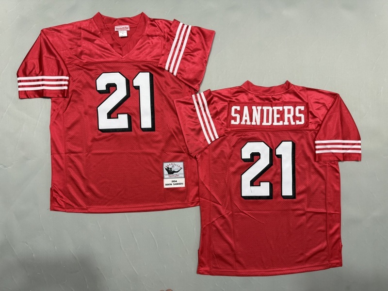 Men 2025 San Francisco 49ers #21 Sanders red Throwback Limited NFL Jersey style 001->san francisco 49ers->NFL Jersey